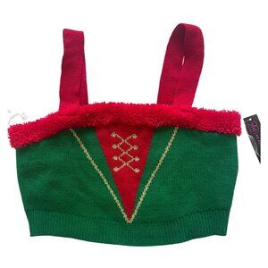 NOBO Boundaries Christmas Crop Camisole Sweater Womens M (7-9) NWT Green Novelty